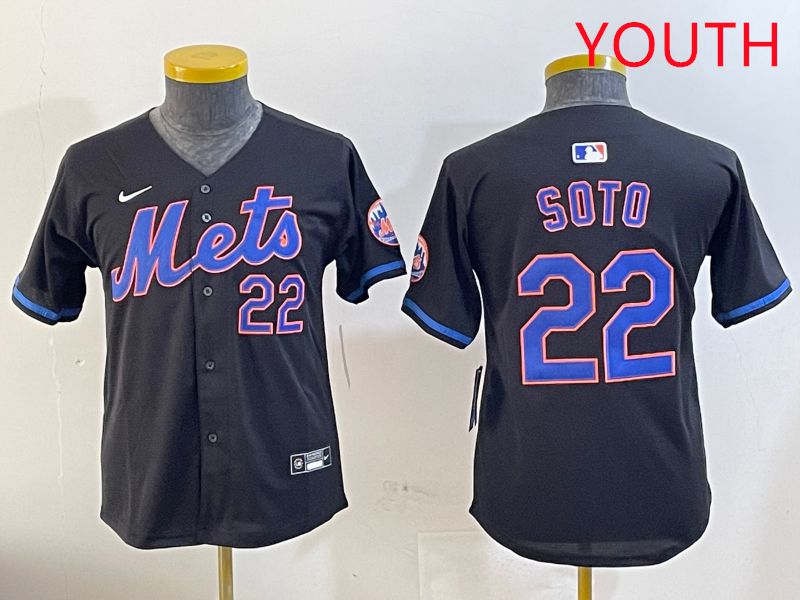 Youth New York Mets #22 Soto Black Game Fashion 2025 Nike MLB Jersey style 1->youth mlb jersey->Youth Jersey